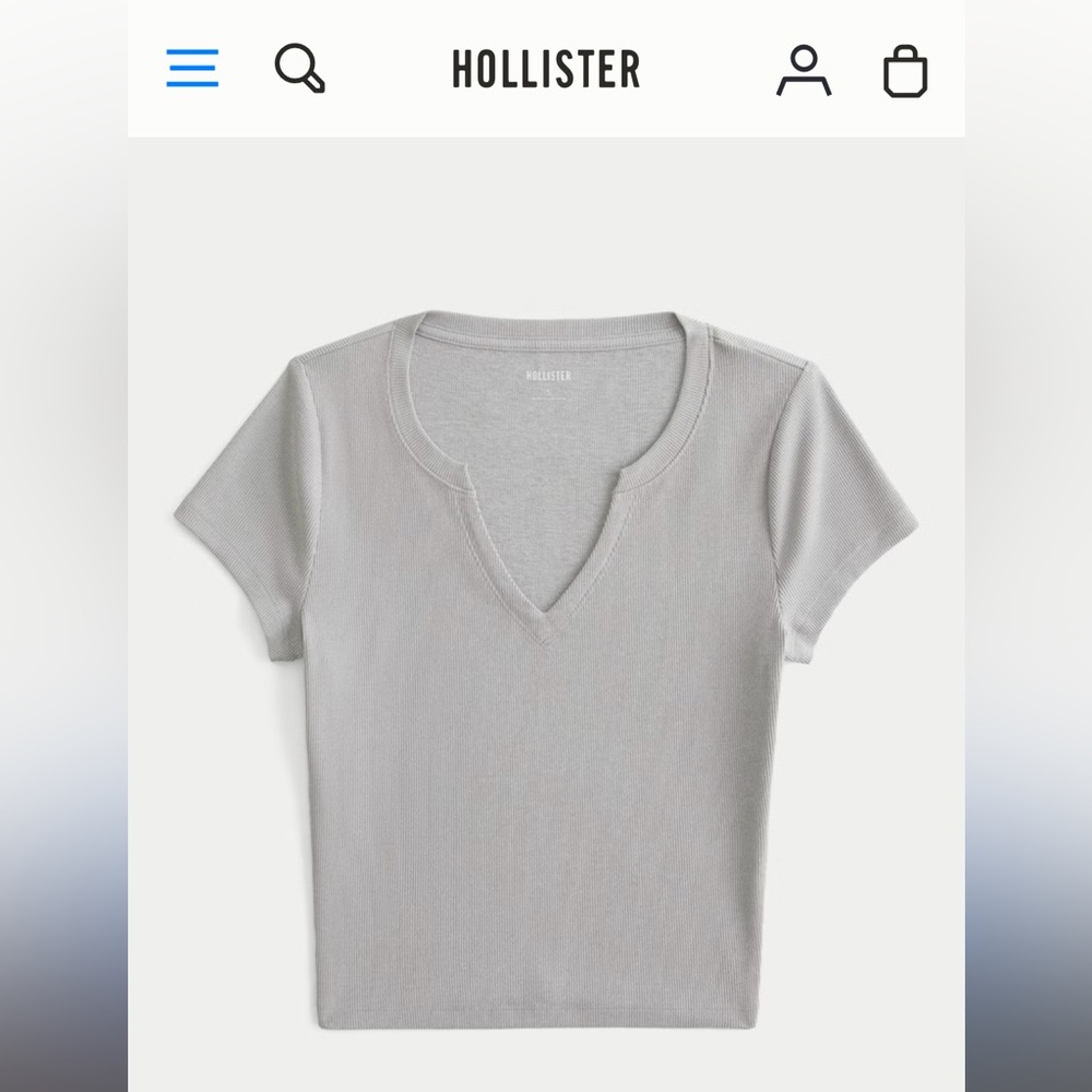 Hollister Ribbed Seamless Fabric Notch Neck baby tee